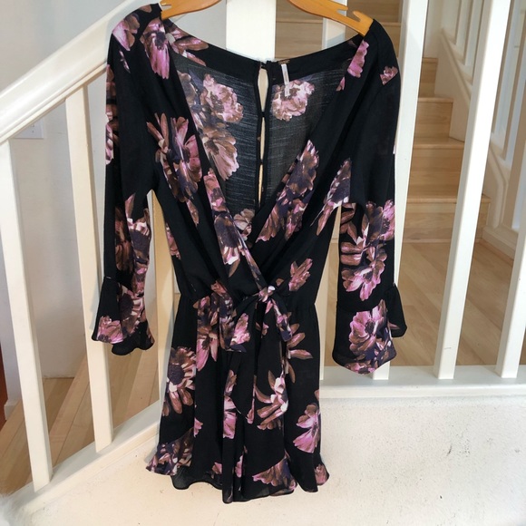 Free People Pants - Free People black front tie bell sleeve romper